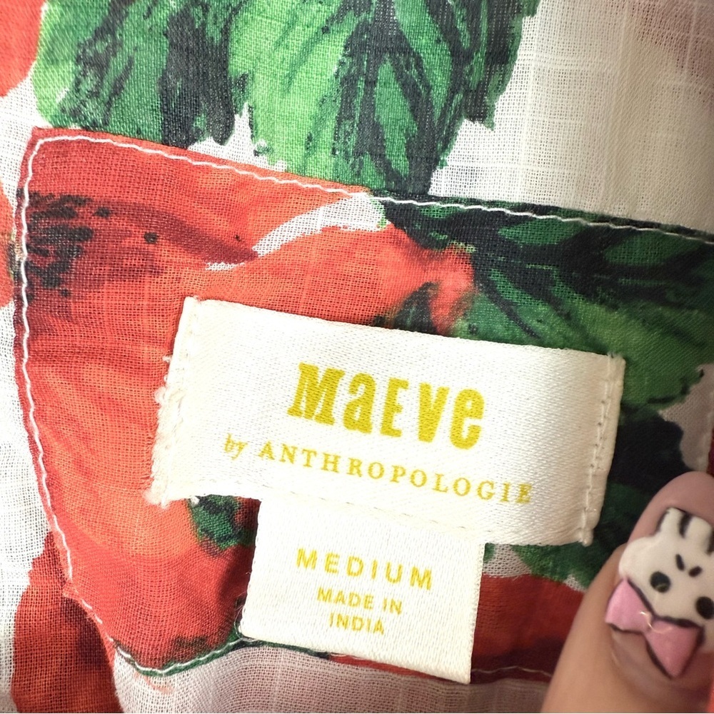 Anthropologie Maeve Red and Green Floral Dress - Picture 8 of 9